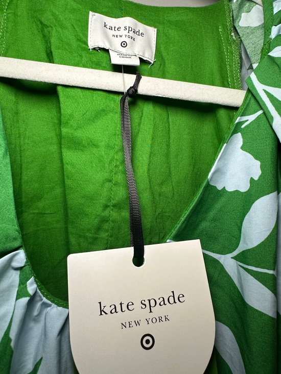 kate spade Green and White Floral Puff-Sleeve Mini Dress - Picture 2 of 11